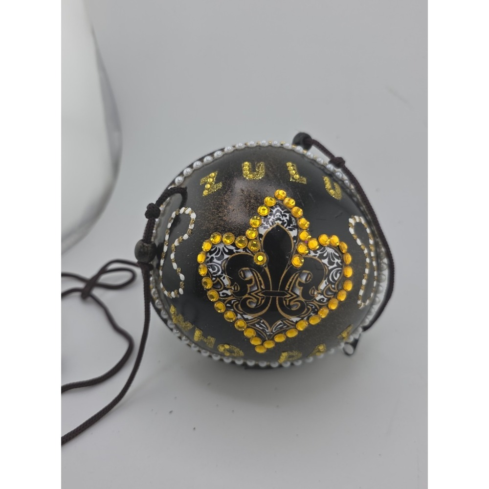 New Orleans Saints Fleur De Lis Rhinestone Goblet & Matching Zipper Pouch Set - Picture 8 of 13